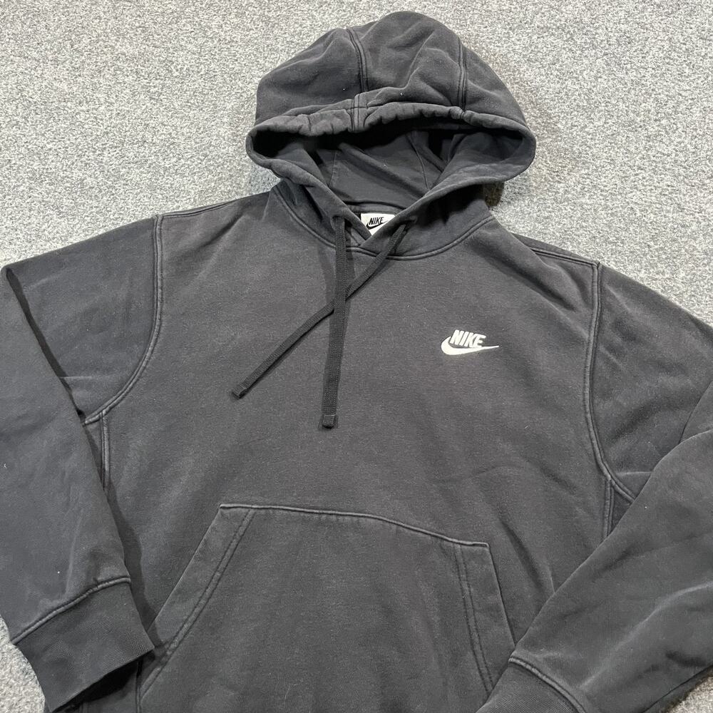Nike Hoodie XS Black Sportswear Club Fleece Sweatshirt Cotton Blend Pockets